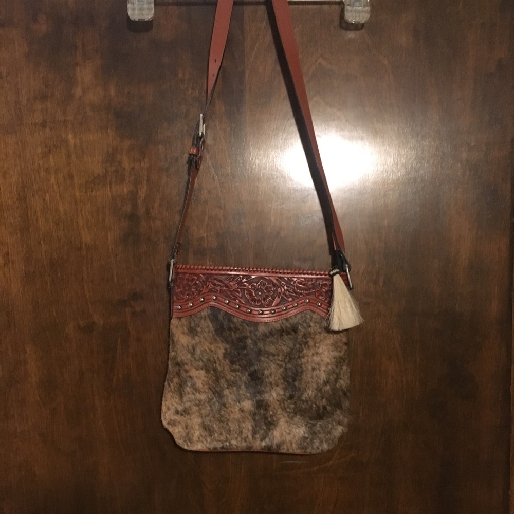 Western Cowhide Tooled Leather Purse